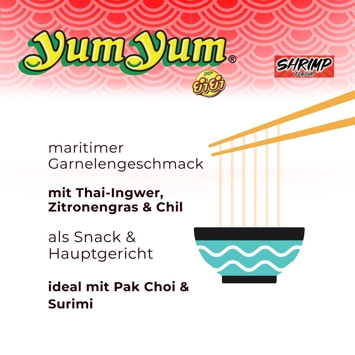 YumYum Shrimp Flavour Cup 36x 70g Asiatische Instant Nudeln mit Garnelengeschmack
