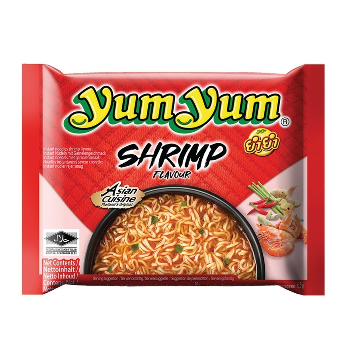 YumYum Shrimp Flavour 60g Asiatische Instant Nudeln mit Garnelengeschmack