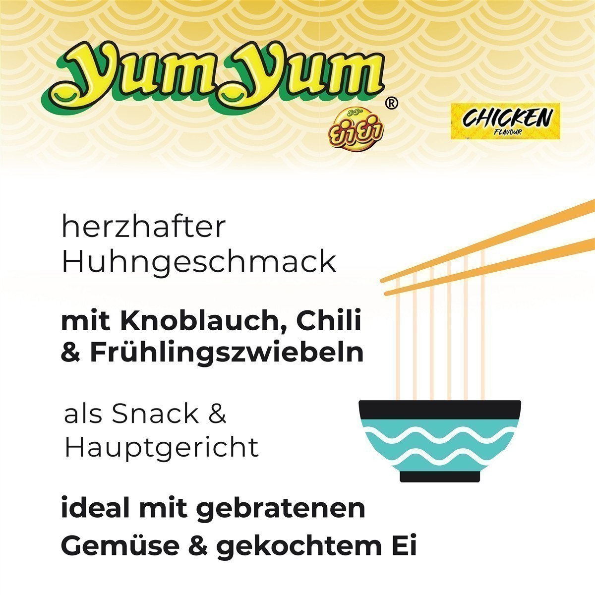 YumYum Chicken Flavour Cup 36x 70g Asiatische Instant Nudeln Huhngeschmack