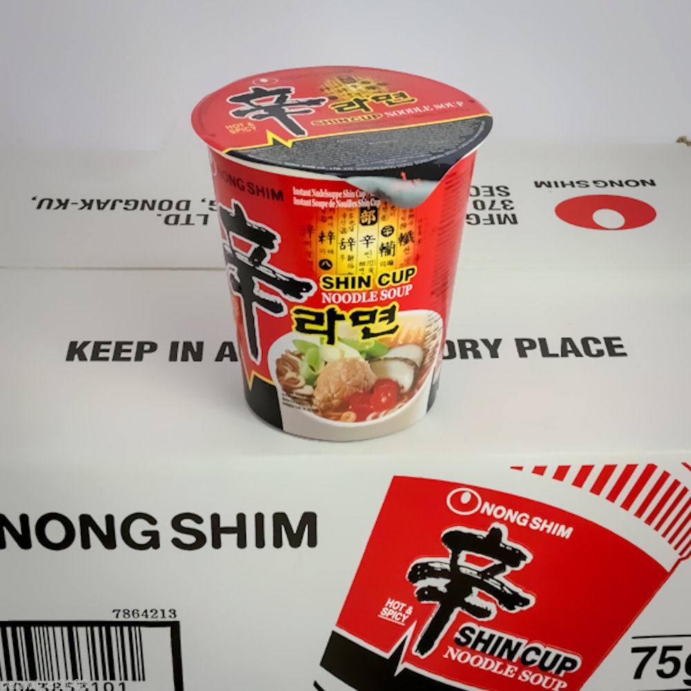 1 Karton Nong Shim Shin Cup *SCHARF* Instant Nudelsuppe 12x68g Nudel Suppe Korea